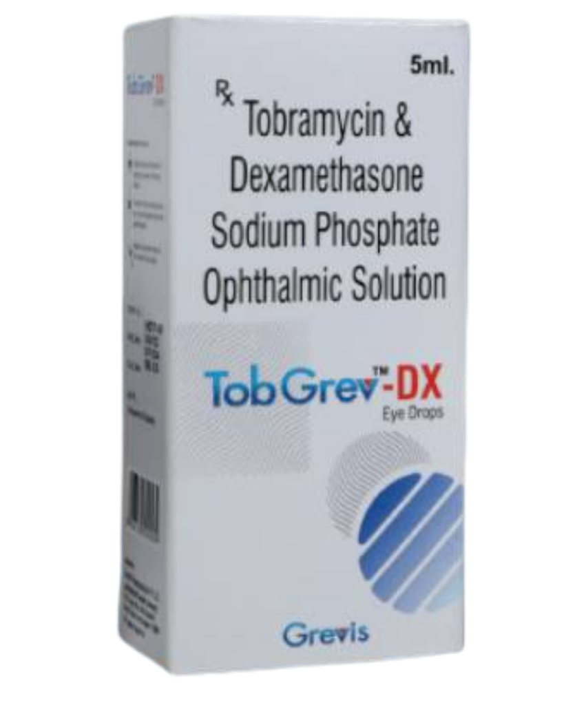 Tobramicina con Dexametasona gota oftálmica al 0,3%-0,1% w/v de 5ml. TobGrev-DX