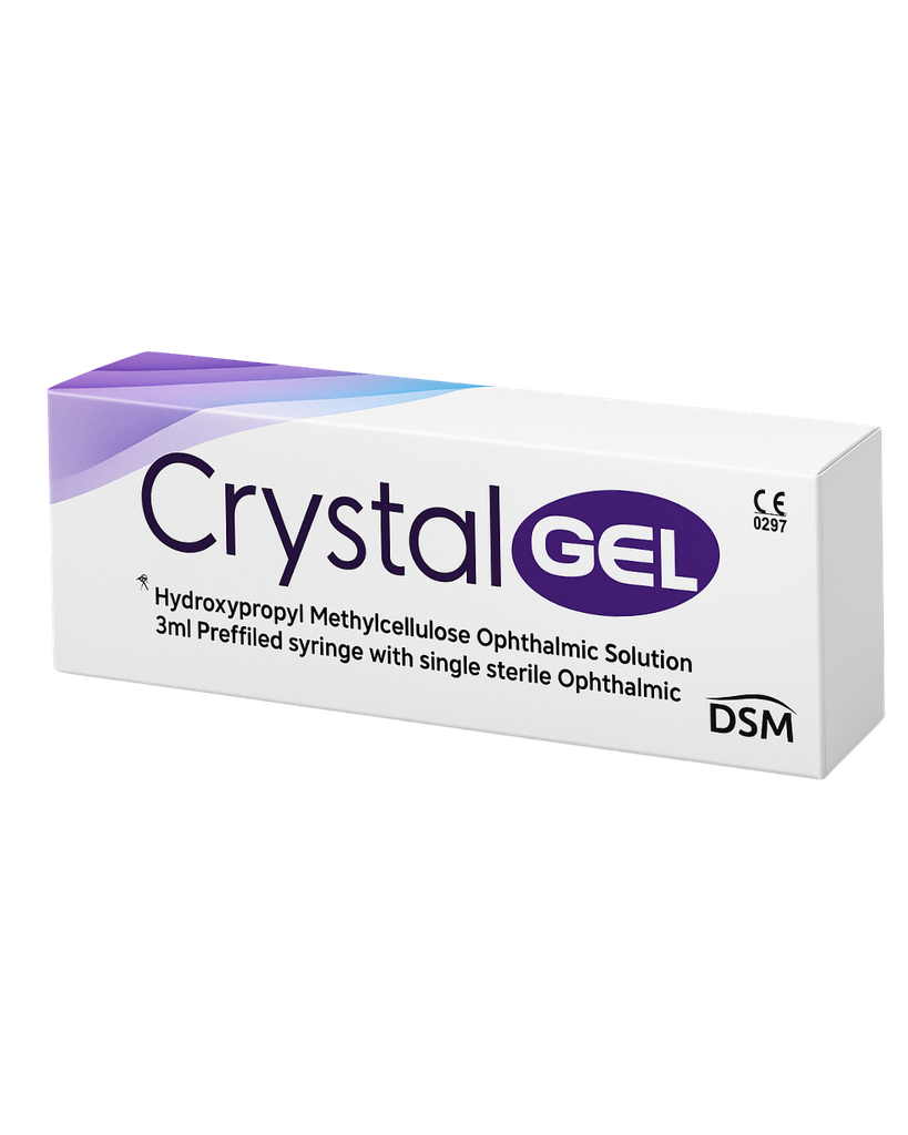 Crystal Gel Hydroxypropyl  Methylcellulose Ophtalmic Soluction USP 2% W/V 3ml, HPMC (DSM)