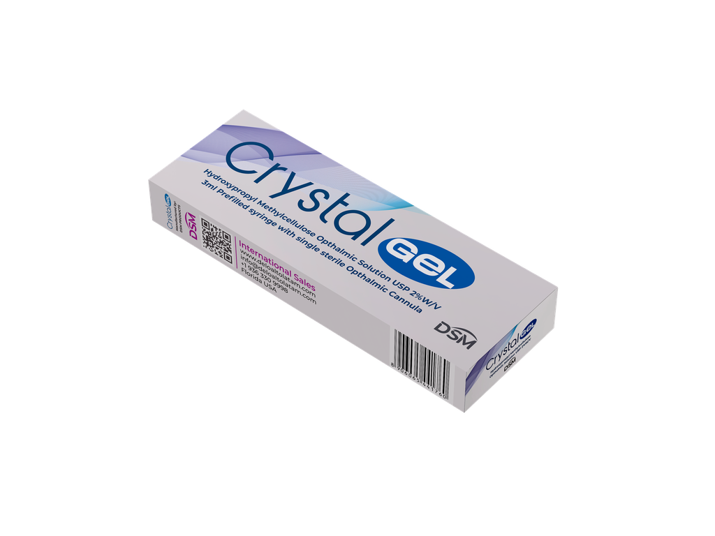 Crystal Gel Hydroxypropyl  Methylcellulose Ophtalmic Soluction USP 2% W/V 3ml, HPMC (DSM)