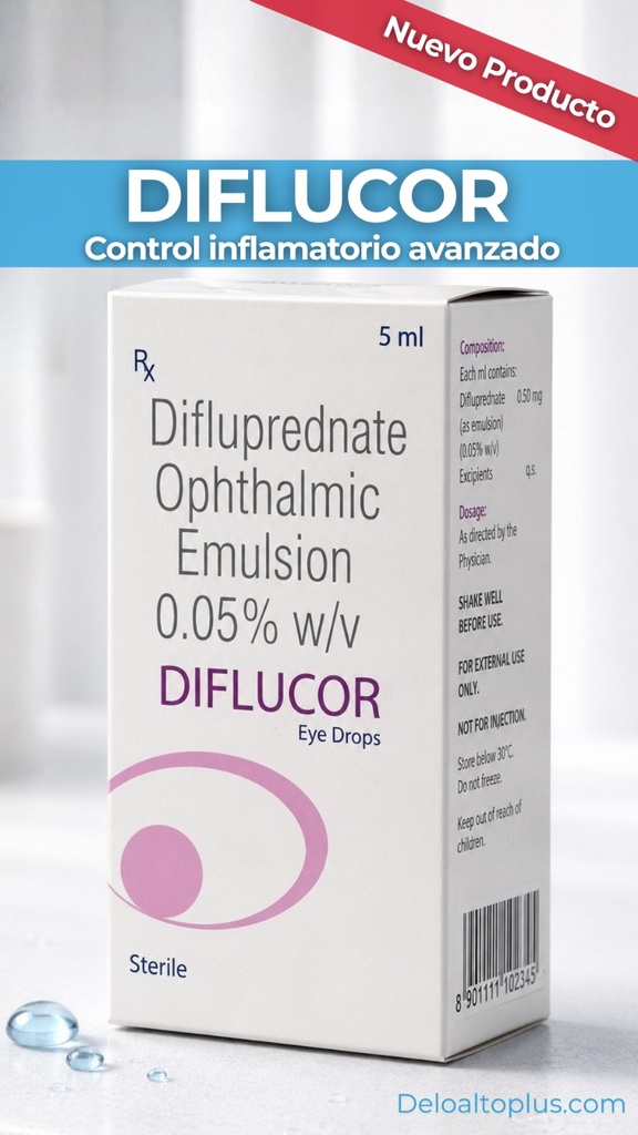 Difluprednate OphtHalmic 0.05% W/V Emulsion Eye Drops 5 ml DIFLUCOR