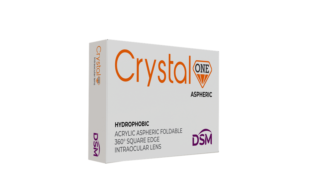 Lente intraocular Monofocal de acrílico hidrofóbico, ( Crystal One  DSM ) JMH 6030SQ plegable, asférico,  de una sola pieza, constante 118.4, cartucho e inyector incluido para  incisiones superior a 2,6mm.  DSM