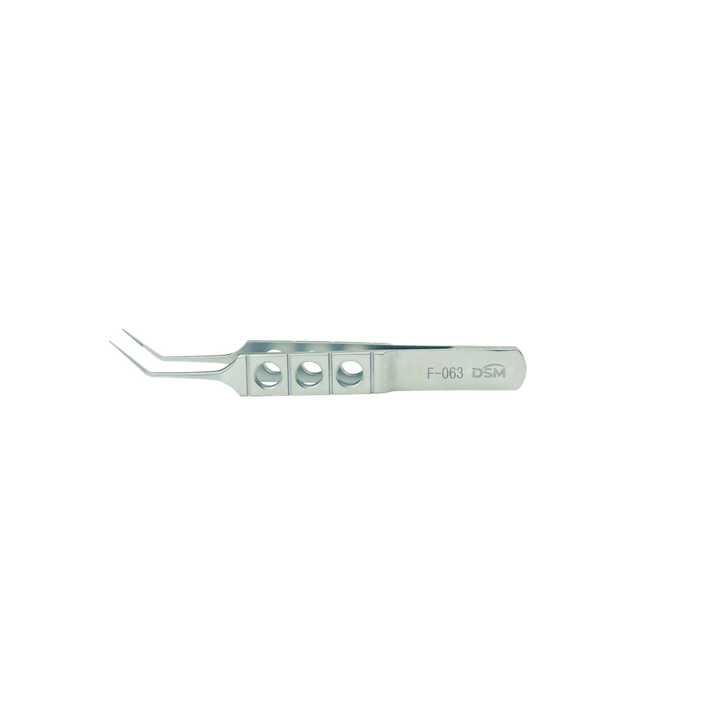 F-063 Serrated Forceps 85mm, angled shafts with serrated tips