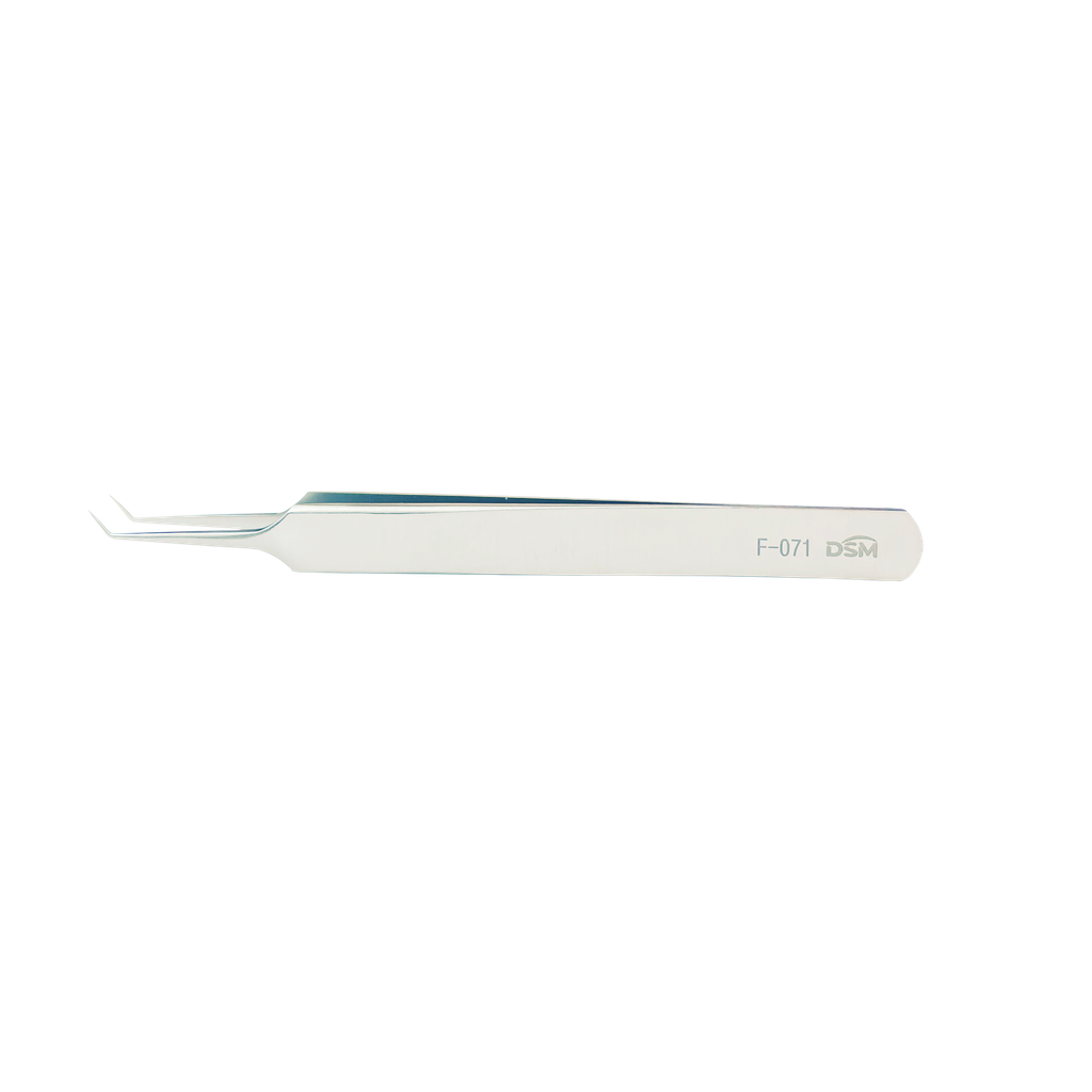 F-071 Jeweller Forceps 115mm, angled, 0.05mm x 0.01mm tip 