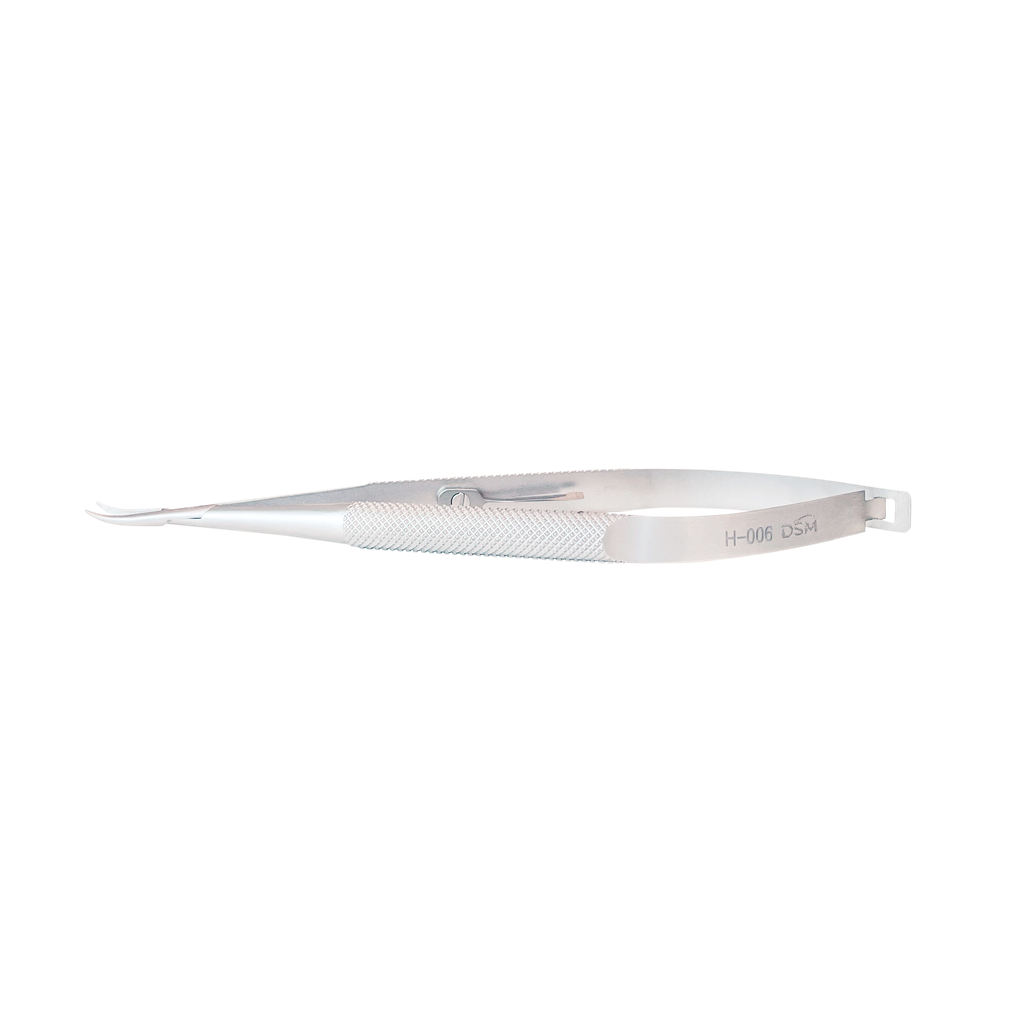 H-006 Needle Holder 115mm, 11mm curved jaws, round handle with lock