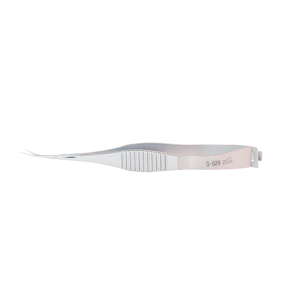 (S-029 Vannas Capsulotomy Scissors 88mm, curved, sharp tips, blades length 12mm )