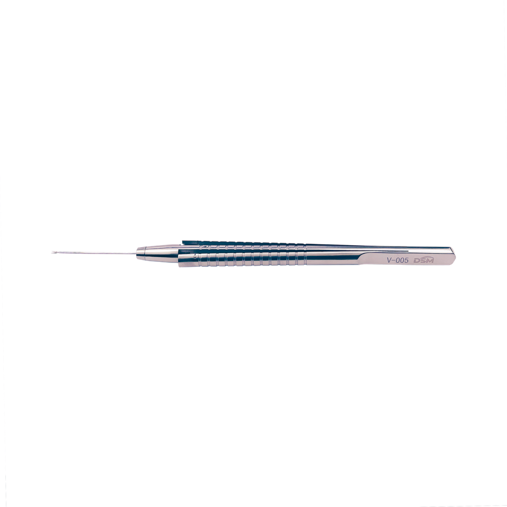 V-005 Tijeras Vitreoretinales Tijeras rectas, puntas afiladas, tubo recto. 23G