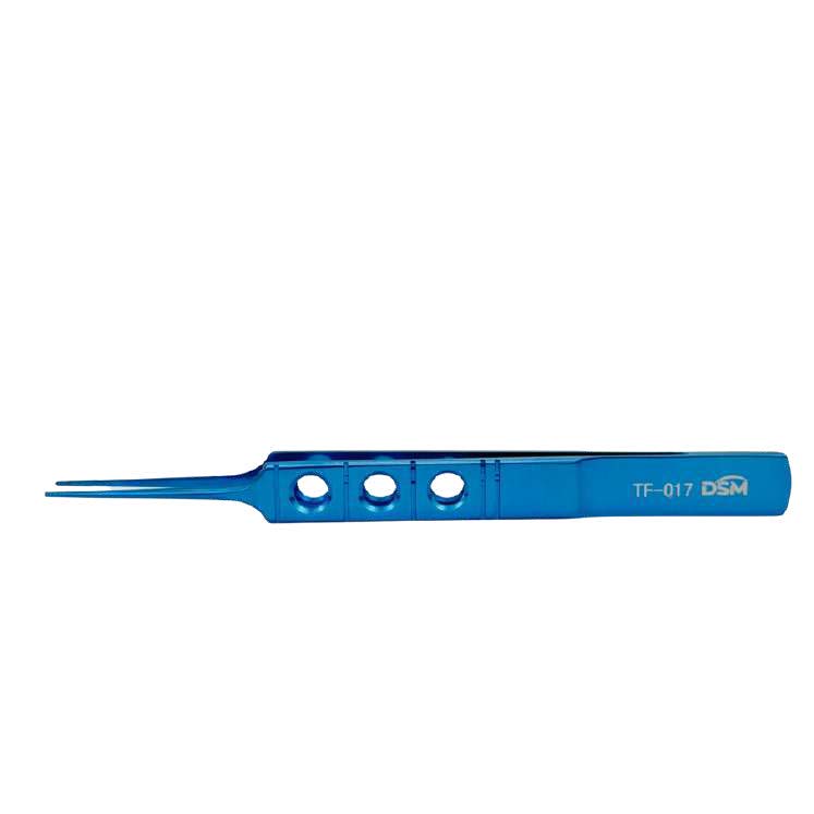 TF-017 Pinza dentada 105 mm, 0,30 mm, 1×2 dientes, con plataformas de atado, mango plano