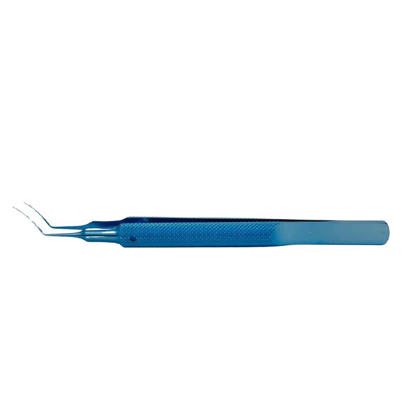 TF-203 Pinzas de capsulorrexis de 105 mm, mangos curvos, puntas de agarre muy delicadas, mango redondo