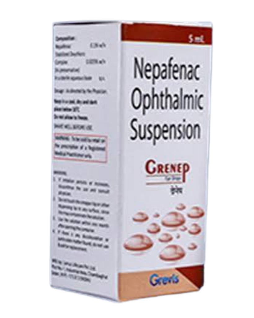 Nepafenac ophthalmic solution 0.1% w/v 5ml. GRENEP -Greivis Pharma.