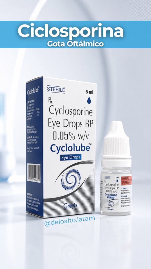 Ciclosporina al 0.05% p/v de 5ml. CYCLOLUBE. Greivis Pharma.