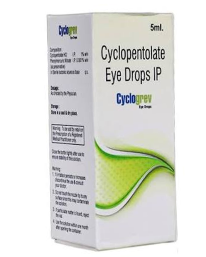 Ciclopentolato gotas oftálmicas IP al 1% w/v de 5 ml (CyCLOGREV). Greivis Pharma.