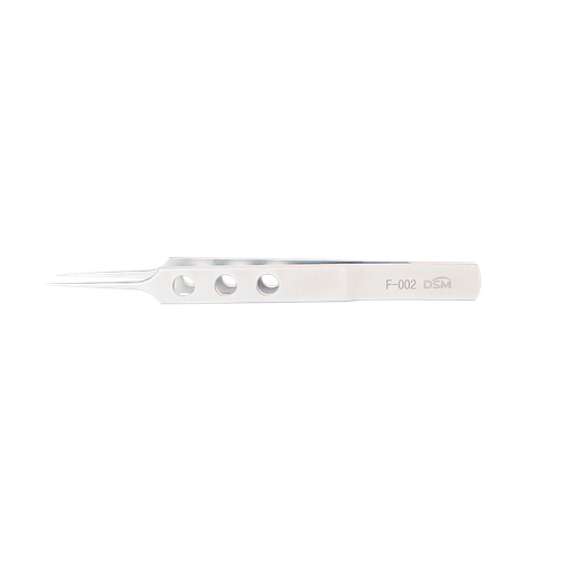 [F-002 ] (F-002 Toothed Forceps 105mm, 0.12mm 1 x 2 teeth, straight with tying platforms, flat handle