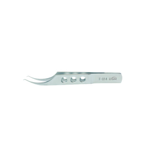 [F-014 ] F-014 Pinza Corneales Pierse-Colibri Curva sin plataformas 85 mm, 0,25 mm con muescas
