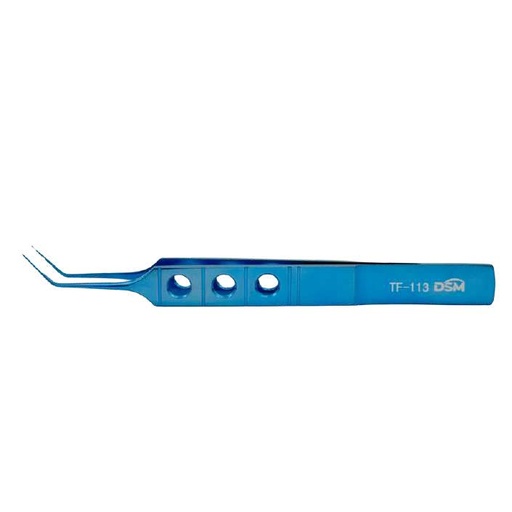 [TF-113 ] TF-113 Kelman-Mcpherson Toothed Forceps 105 mm, 0,12 mm, 1×2 teeth, angled shafts with tying platforms, flat handle