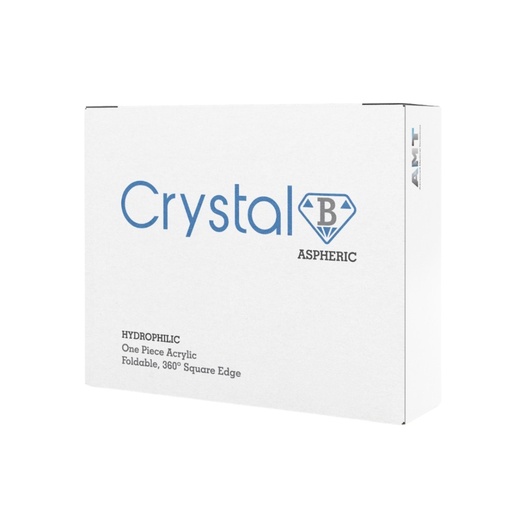 (Crystal B) AMT Lente intraocular Monofocal de acrílico hidrofílico, plegable, asférico, constante 118.0, Óptica: 6mm, de una sola pieza, cartucho e inyector incluido. JMFC602SQA AMT